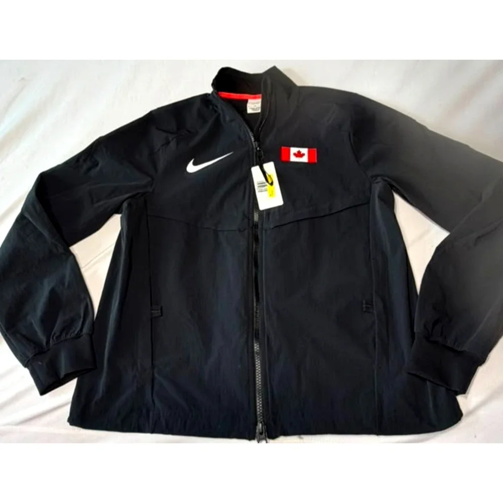 New Women's Nike Canada Team Dri-FIT Full Zip Track Jacket Black Size Small